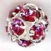 1 10mm Round Silver with Rose Rhinestones